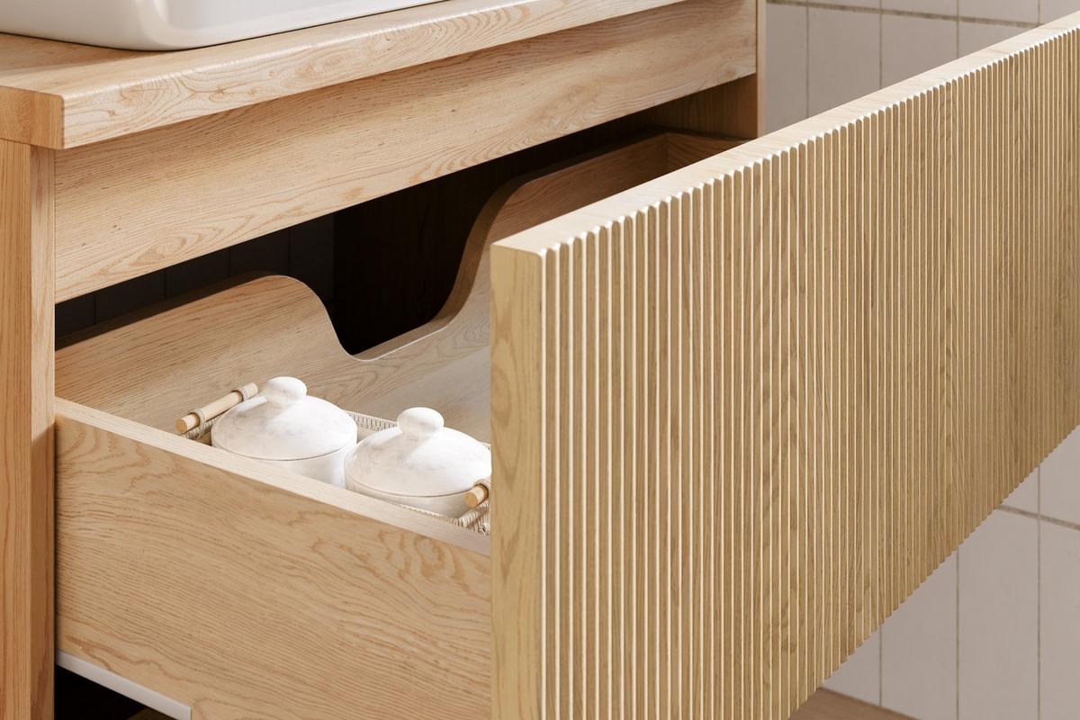 WASCHBECKENUNTERSCHRANK Nordic 2 Teile Eiche - 80 x 46 x 59 cm - Eichefarben, Holz (80/59/46cm) - Badplaats