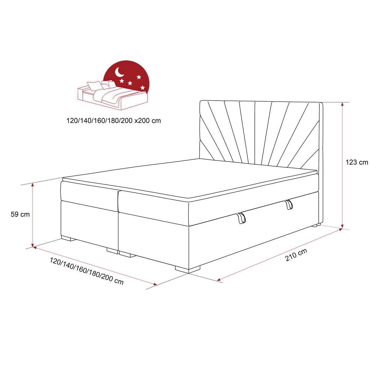BOXBETT 160x200 cm mit Topper - Beige, Holzwerkstoff/Textil (120/200cm) - Idohome