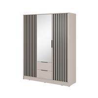DREHTÜRENSCHRANK NELIANA 155/200/51 cm 3-türig mit Spiegel Kaschmir - Kaschmir, Holzwerkstoff (155/200/51cm) - MASSENO