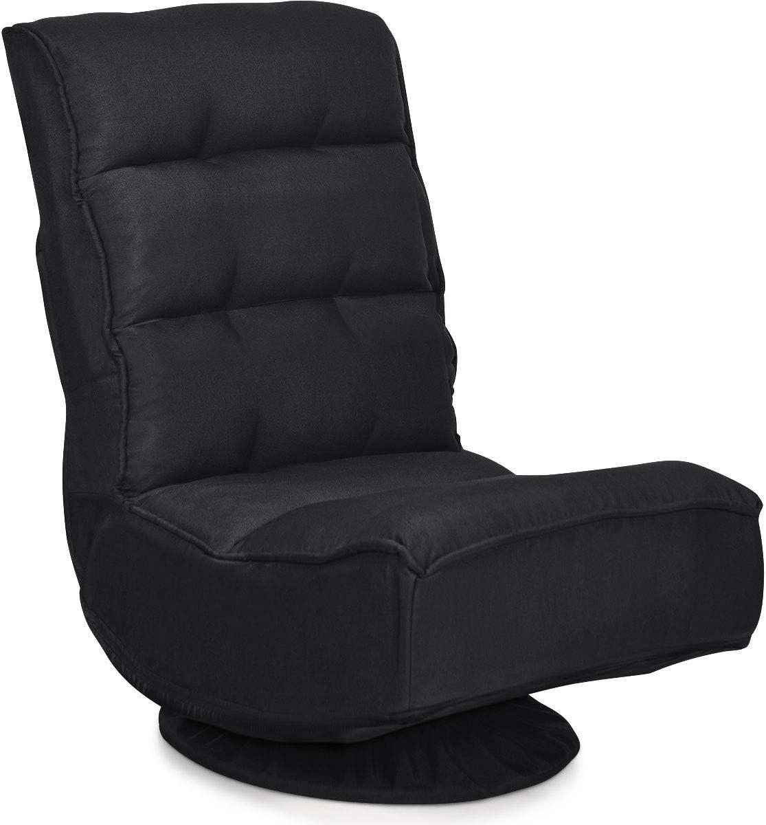 BODENSTUHL Bodensessel Schwarz - Schwarz, Textil (75/83/58cm) - COSTWAY