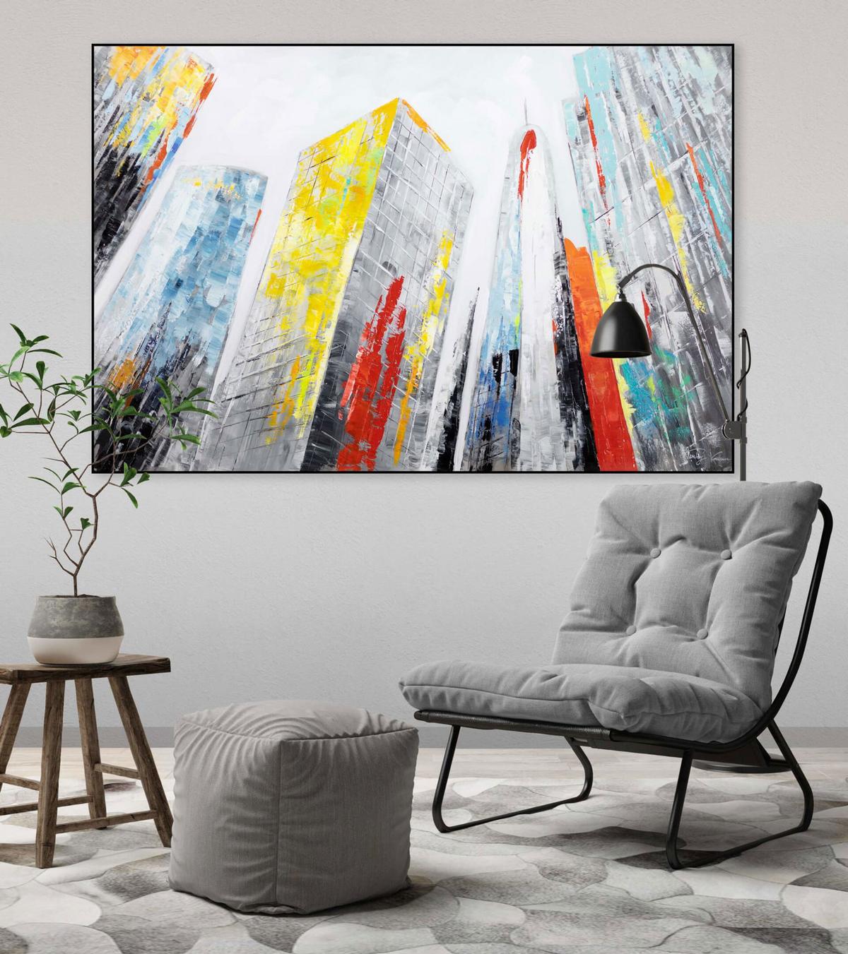 ACRYLBILD HANDGEMALT 120/80 cm - Multicolor/Grau, Holz/Textil (120/80cm) - KUNSTLOFT