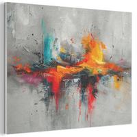 AKUSTIKBILD Moderne Kunst - Orange - Grau - Abstrakt Wanddeko 70x50 cm - Hellgrau, Kunststoff (70/50/0.9cm) - MuchoWow