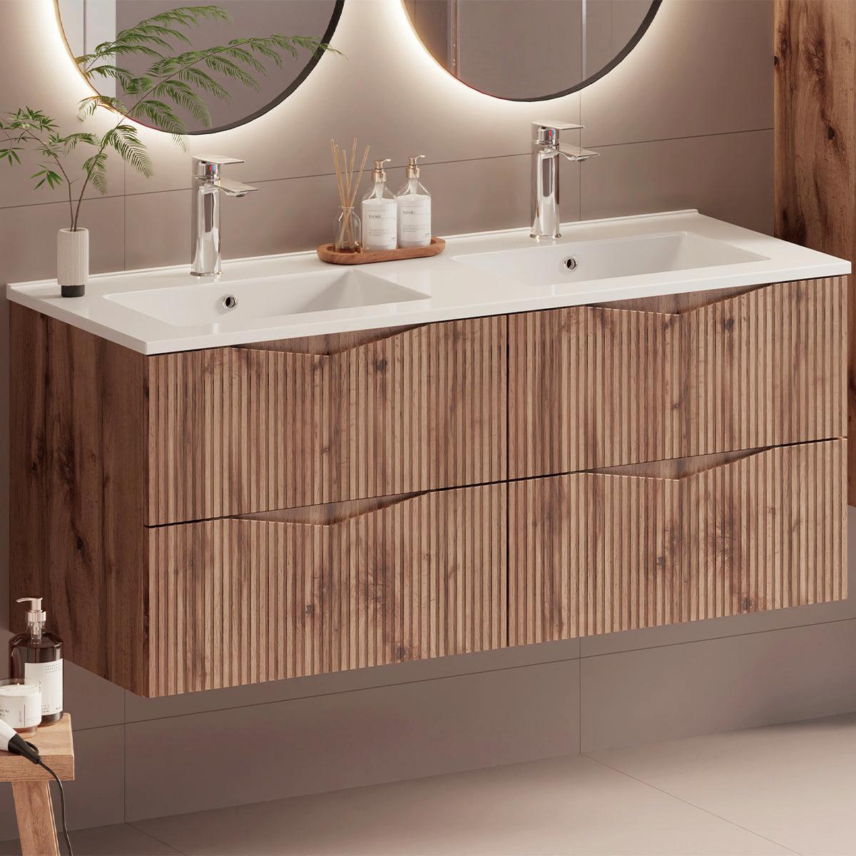 DOPPELWASCHTISCH 120cm Tao Holz - Braun, Holzwerkstoff (120/50/45.8cm) - Petits-meubles