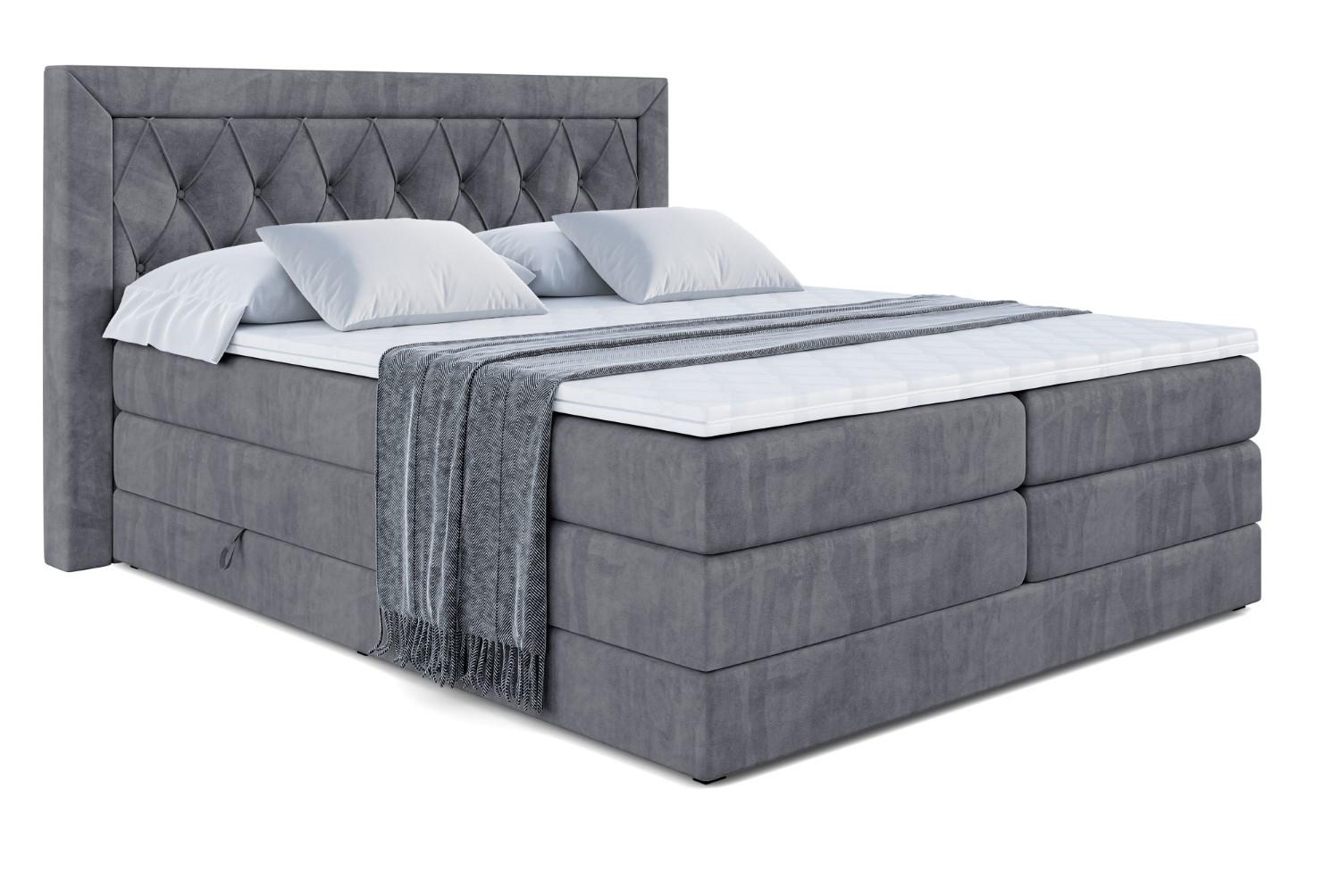 BOXSPRINGBETT NOEL KING - 140 x 200 - H3/H4 - Dunkelgrau - Dunkelgrau, Holzwerkstoff (140/200cm) - ALTDECOR