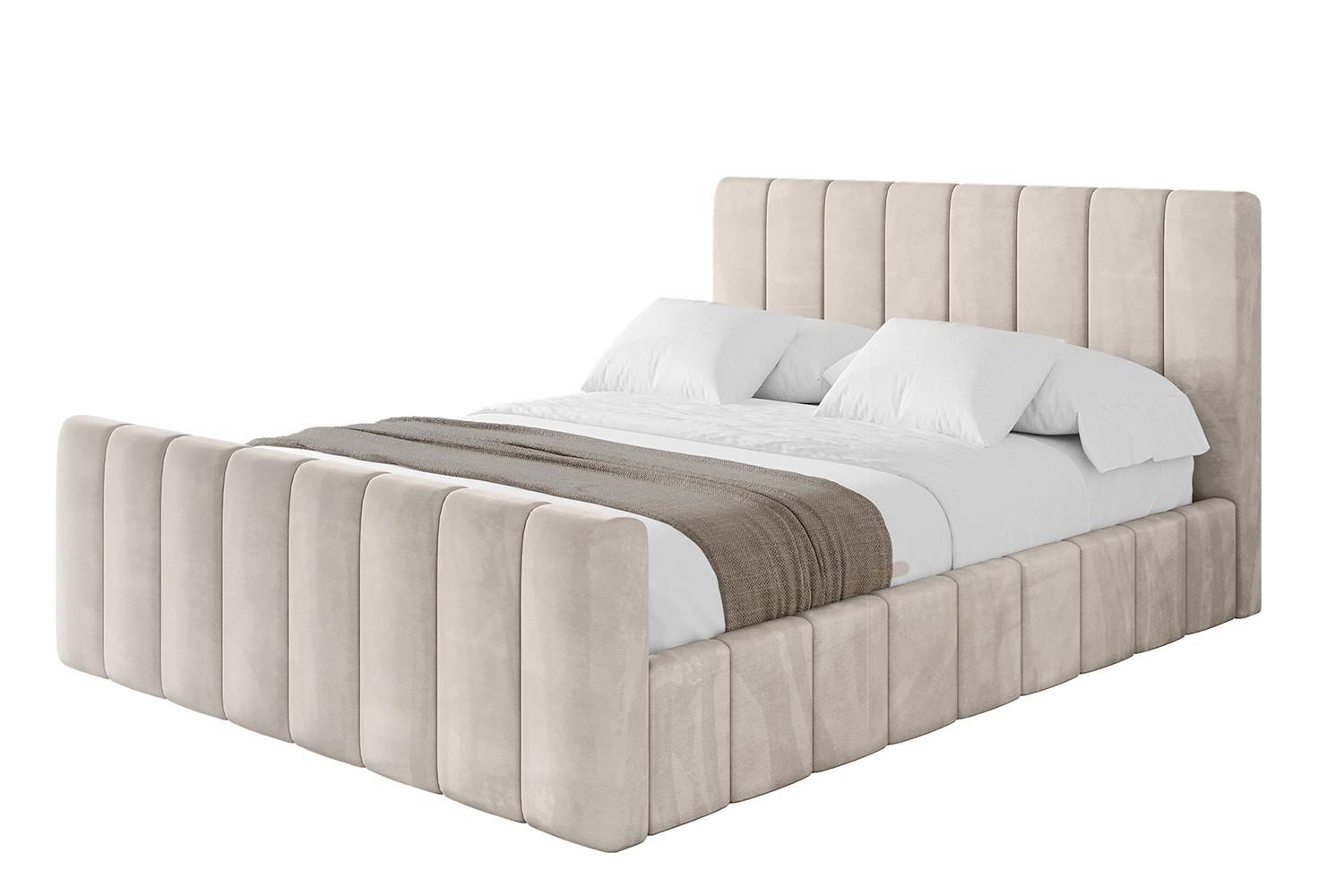 POLSTERBETT mit Bettkasten, Fußteil und Lattenrost, Boxbett ohne Matratze - FINO-Z 180x200 Beige - Beige, Holzwerkstoff/Textil (180/200cm) - ALTDECOR
