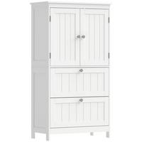BADEZIMMERSCHRANK MDF Weiß - Weiß/Nickelfarben, Holzwerkstoff/Metall (30/110/60cm) - HOMCOM