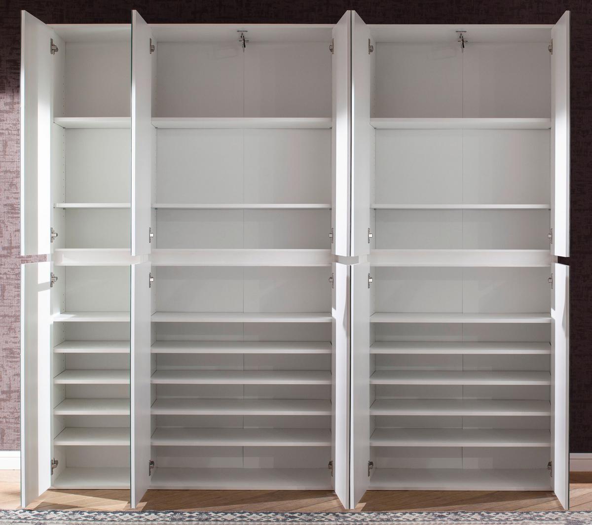 GARDEROBENSCHRANK weiß 185 x 191 cm, Schuhschrank mit Spiegeltüren - Weiß, Glas/Holzwerkstoff (185/191/34cm) - Top.Furn