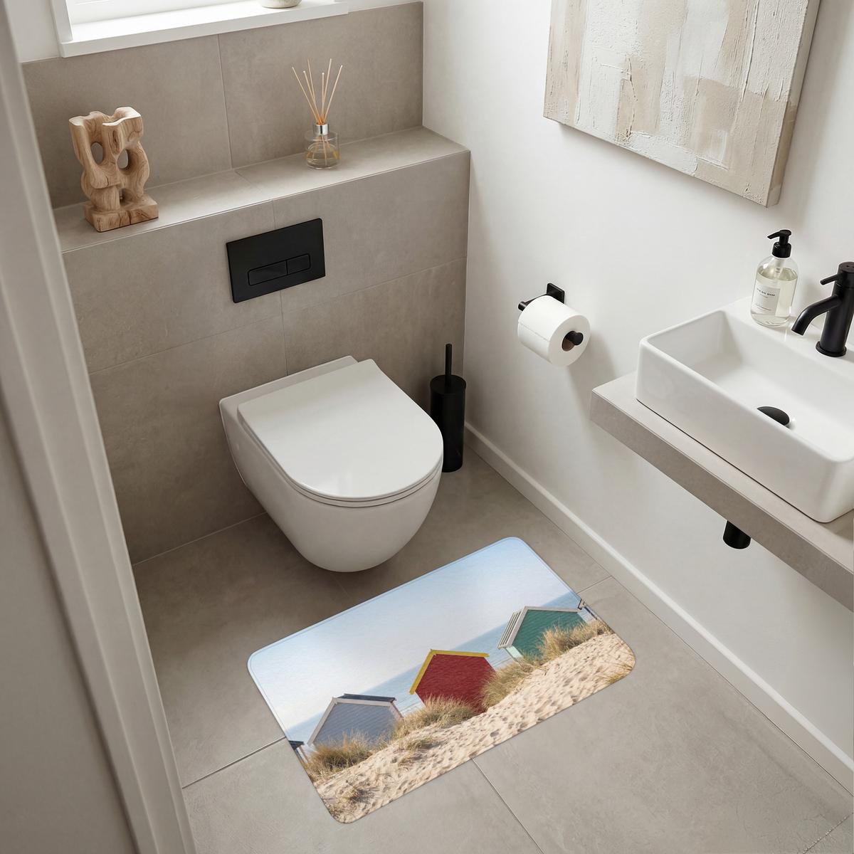 BADEMATTE Strand - Ferienhäuser - Farbenfroh - Dünen 80x50 cm - Multicolor, Textil (80/50cm) - OnlyWow