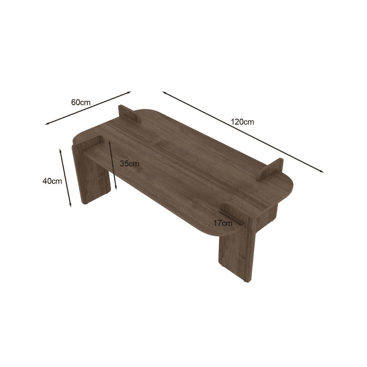 COUCHTISCH mit rechteckiger Tischplatte und abgerundeten Kanten 120/60/35 cm - Naturfarben, Holzwerkstoff (8/60/35cm) - Calicosy
