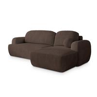 ECKSOFA MODENZA P R-S Braun Kordstoff mit Schlaffunktion - Schwarz/Braun, Holz/Kunststoff (266/148cm) - MASSENO