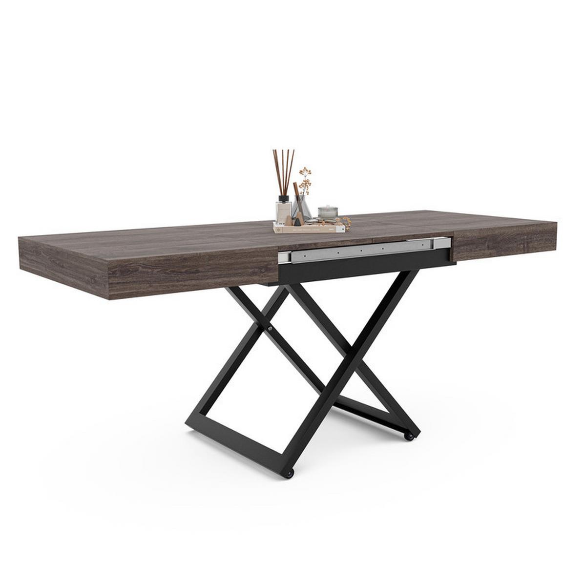 COUCHTISCH SANELLE ausziehbar mit Liftfunktion, 120/80/76 cm Schwarz / Sherman-Eiche - Anthrazit/Schwarz, Holzwerkstoff/Metall (80/120/27cm) - Idohome