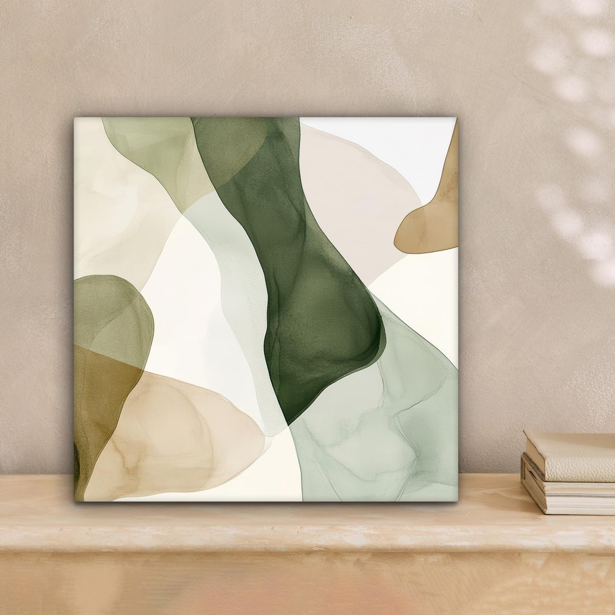 LEINWANDBILD Japandi - Abstrakt - Grün Deko Wohnzimmer 20x20 cm - Salbeigrün, Textil (20/20cm) - MuchoWow