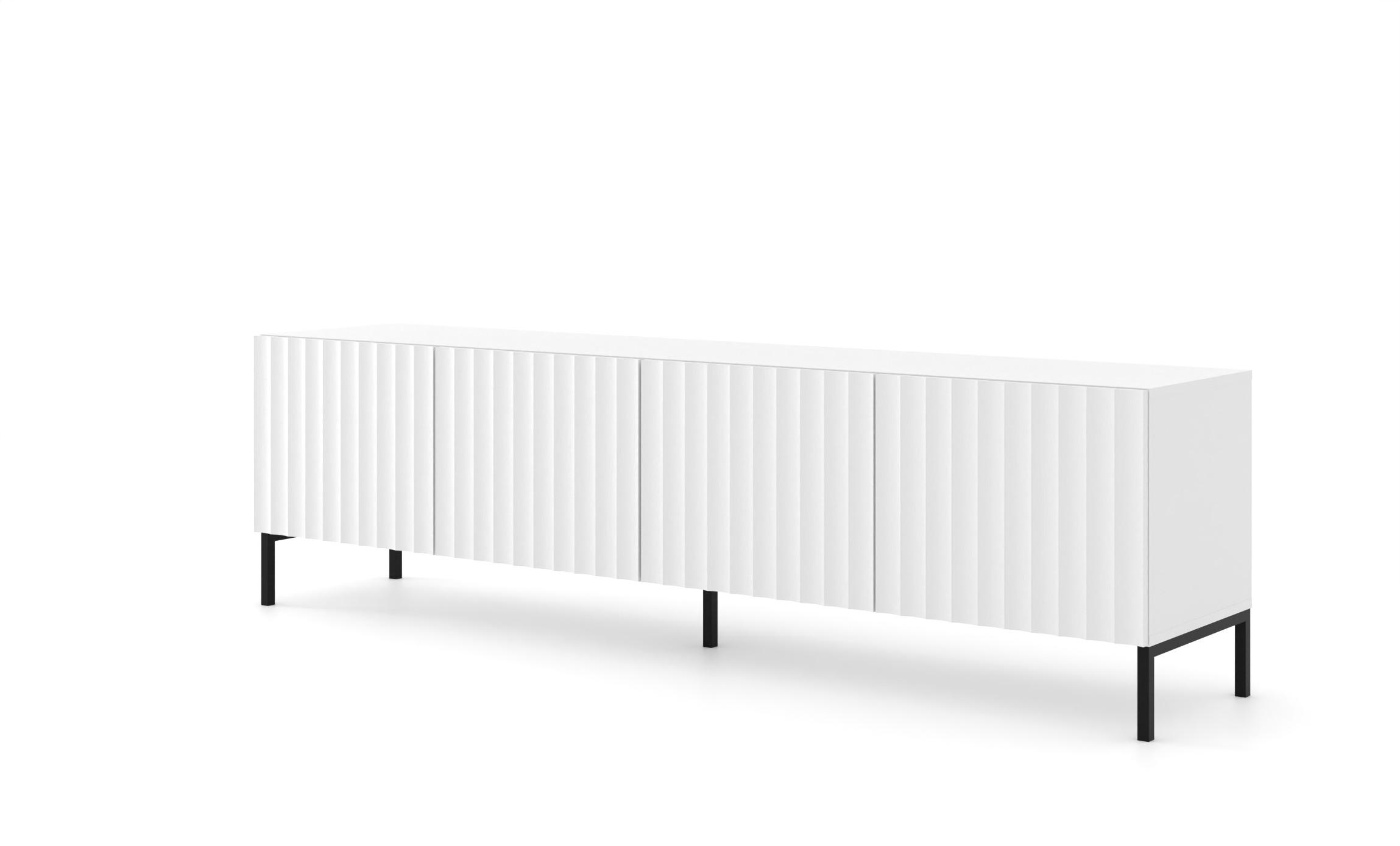 TV LOWBOARD Weiß, Schwarz 200/56/42 - Schwarz/Weiß, Holzwerkstoff (200/56/42cm) - RAUMHIRSCH FURNITURE