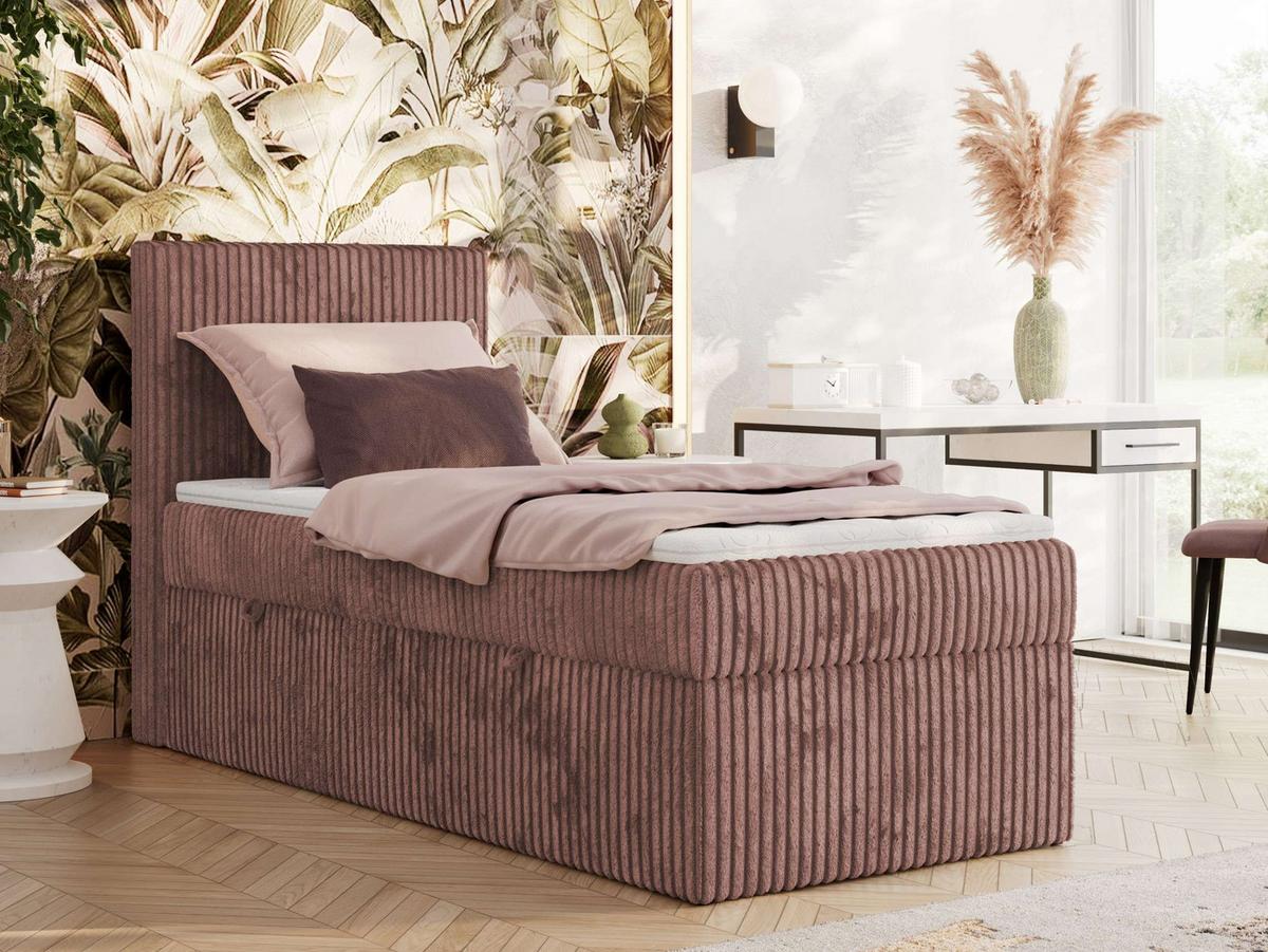 BOXBETT TILIANO 90/200 - Rosa Cord - H4 - Links - Rosa, Textil (90/200cm) - MKS