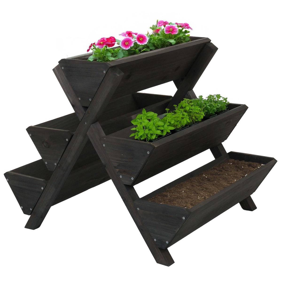PFLANZTREPPE Anthrazit - Anthrazit, Holz (56/56/70cm) - MCW