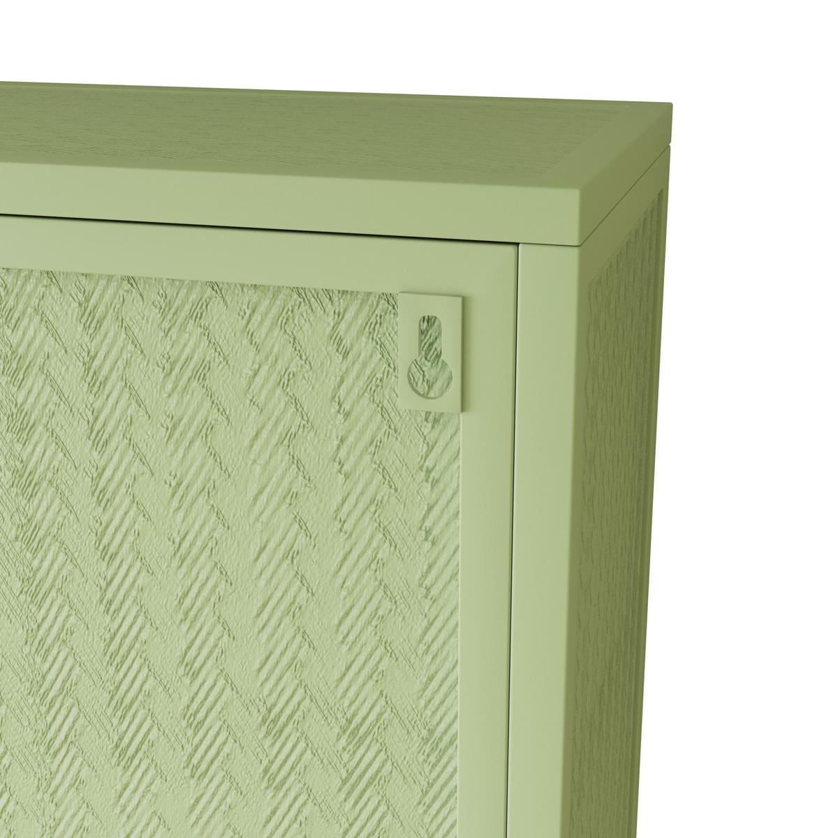 WANDSCHRANK Metall & Glas 2 Türen mit 3 Ebenen & Webmuster Grün 70cm - Grün, Metall (70/60/23cm) - Urban Meuble