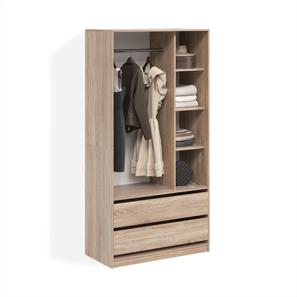 KLEIDERSCHRANK Trento Sonoma mit 2 Schubladen - Sonoma Eiche, Holzwerkstoff (100/200/50cm) - Livinity®