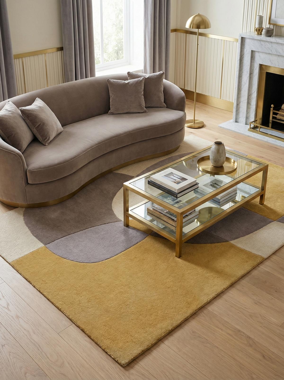 TEPPICH aus Wolle AIRE in Ocker, abstrakt, 200 x 290 cm - Gelb, Textil (290/200cm) - KADIMA DESIGN