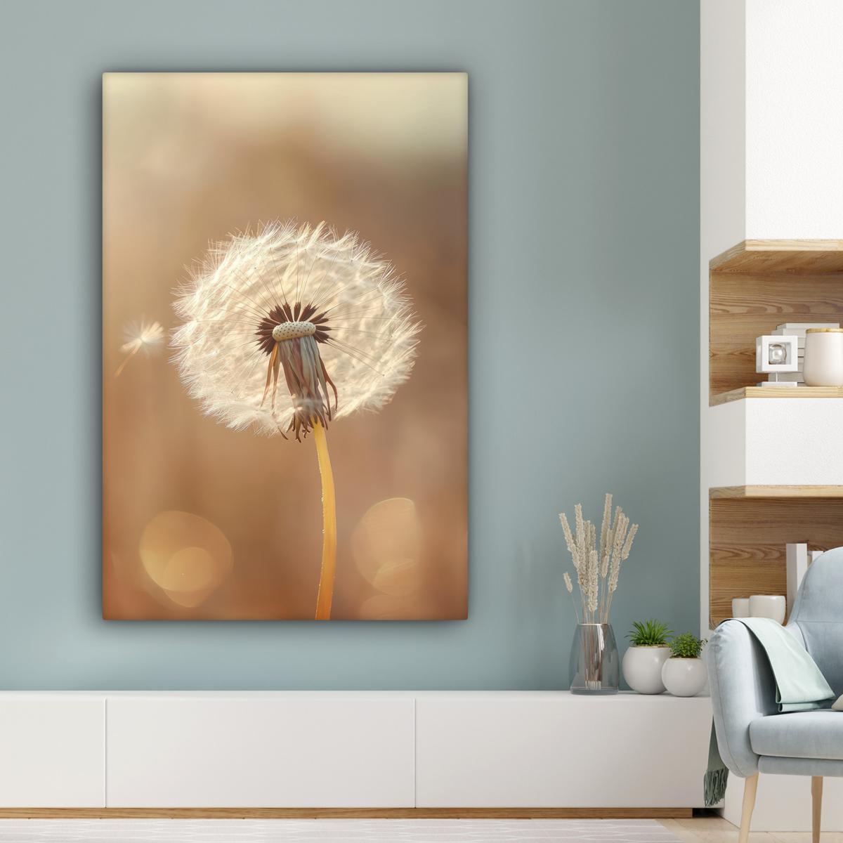 LEINWANDBILD Löwenzahn - Beige - Natur - Blume Deko XXL 80x120 cm - Hellbraun, Textil (80/120cm) - MuchoWow