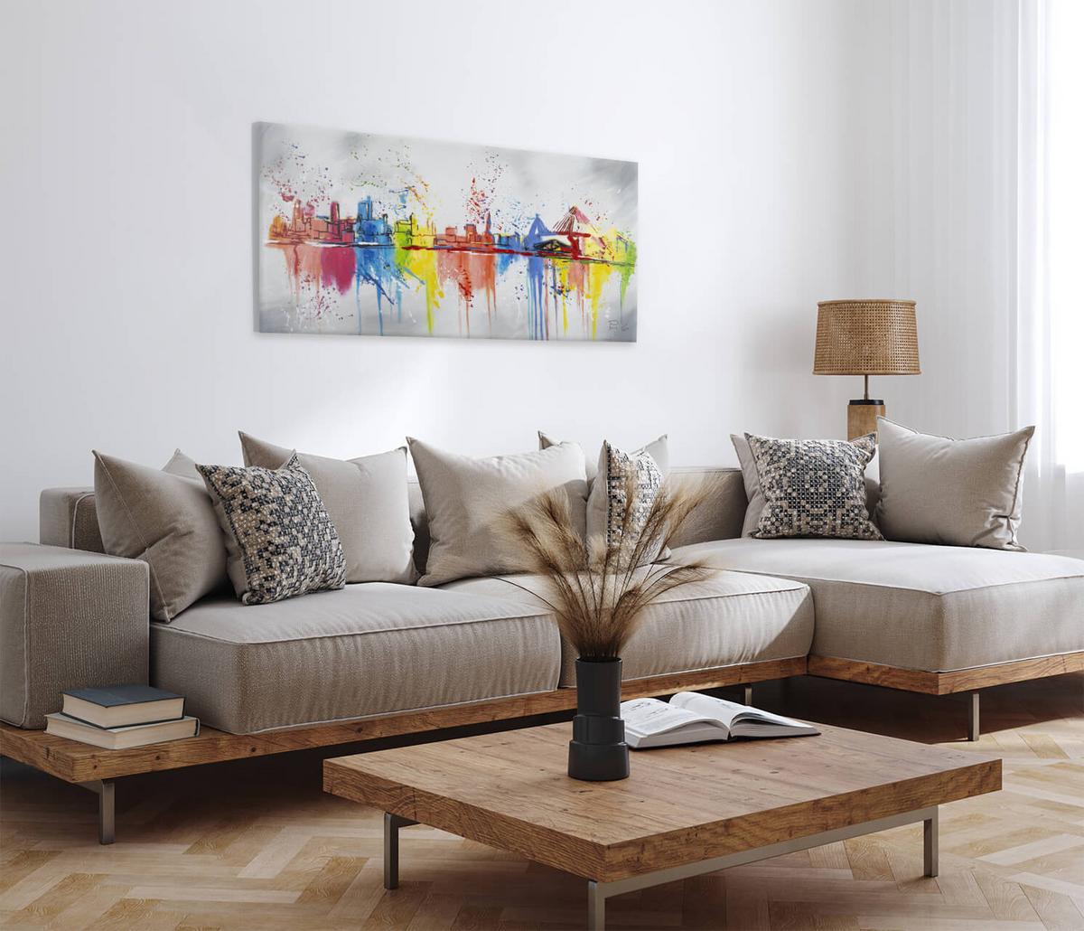 ÖLGEMÄLDE 120/60 cm - Grau, Holz/Textil (120/60cm) - KUNSTLOFT