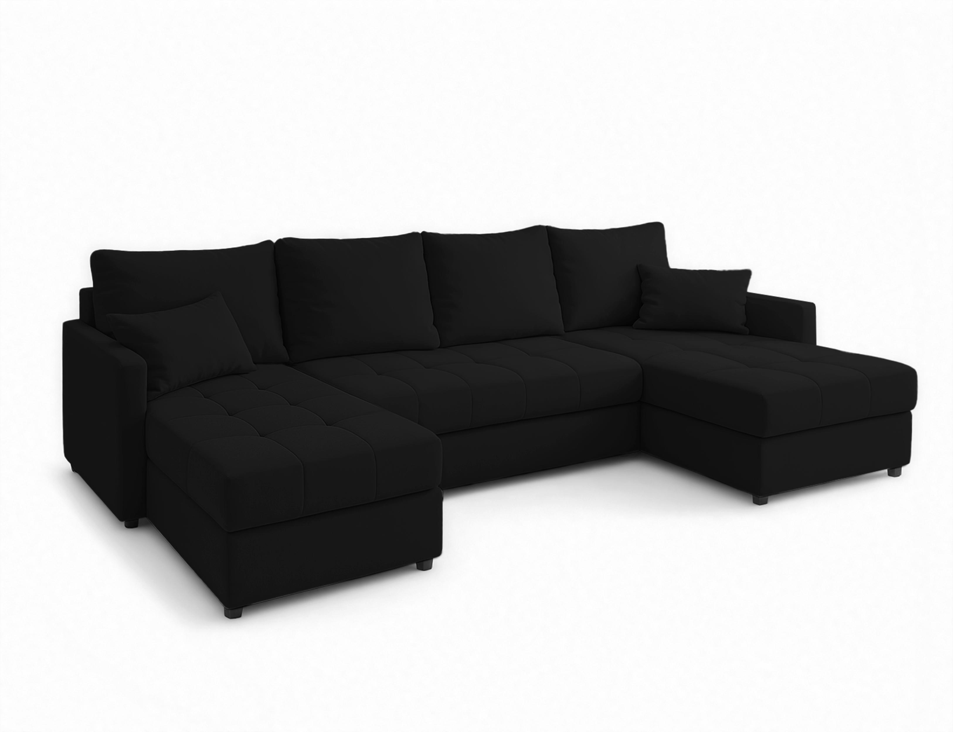 WOHNLANDSCHAFT Dolceo Schwarz 287/140/73 cm mit Bettkasten Schlaffunktion Komfort - Graphitfarben/Schwarz, Kunststoff/Textil (287/73/140cm) - AX Living