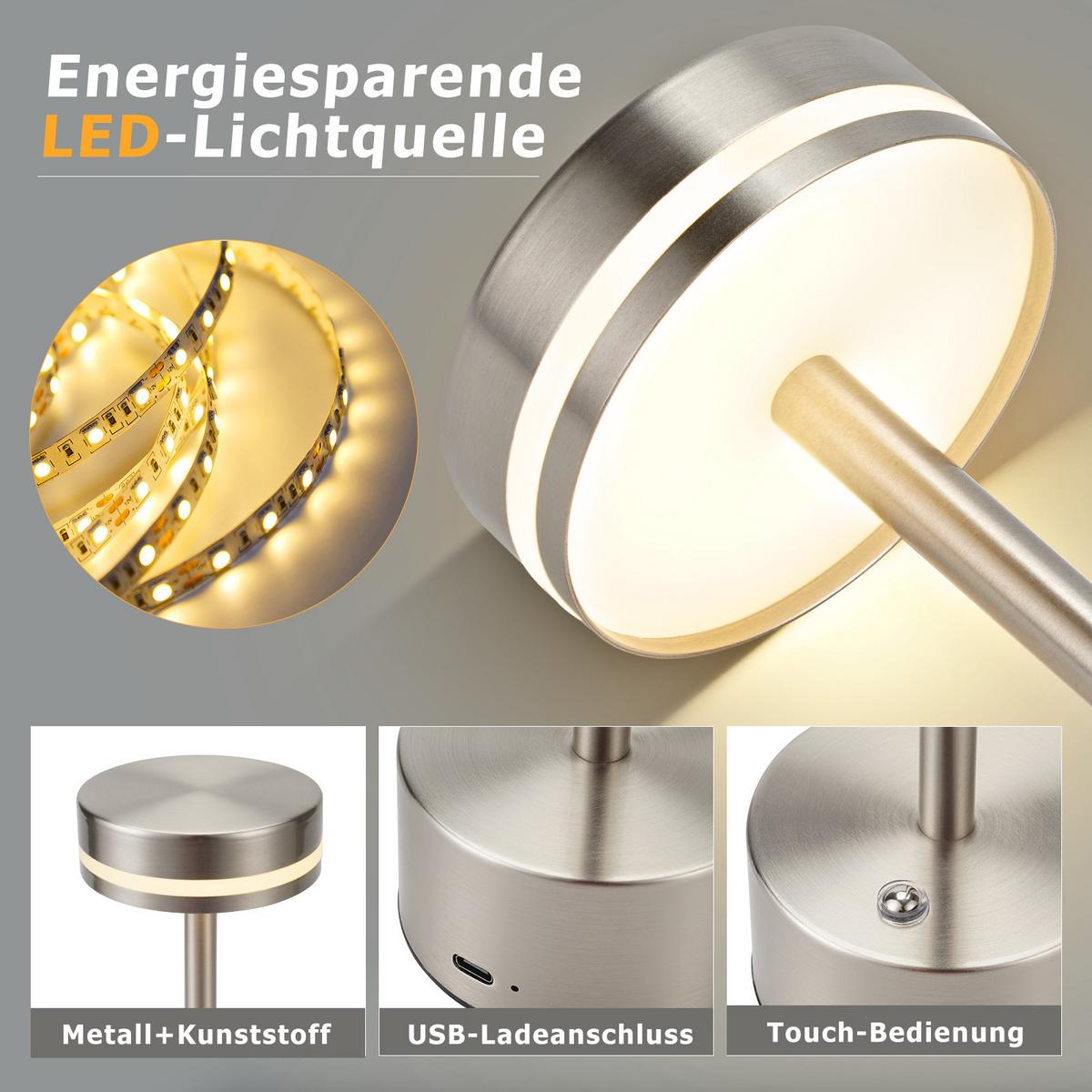 TISCHLEUCHTE Glanzel 8/8/31.5 cm - Silberfarben, Kunststoff/Metall (8/8/31.5cm) - ZMH