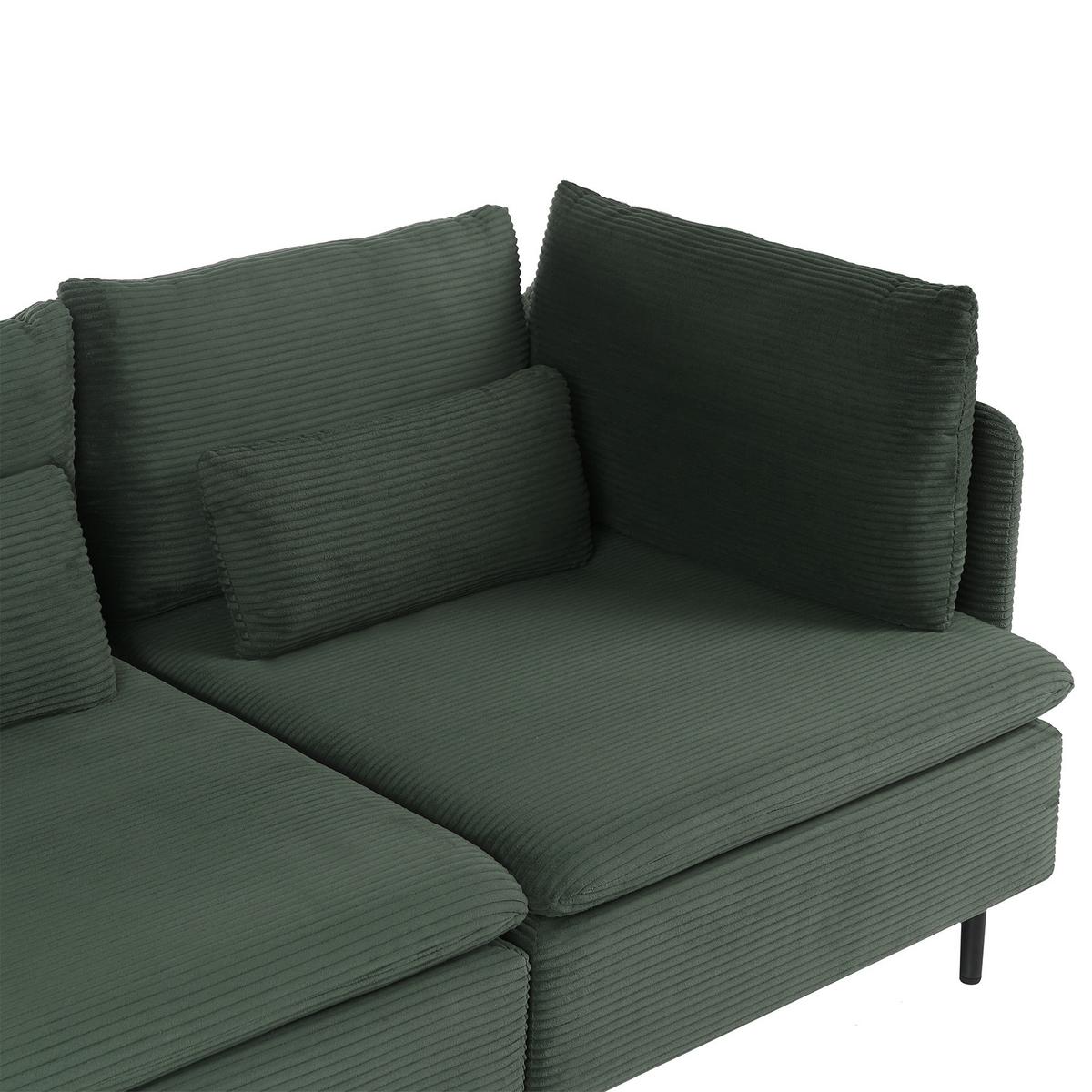 MODULSOFA 2-Sitzer Dunkelgrün Cord Egeris - Grün, Textil (172/80/94cm) - Beliani