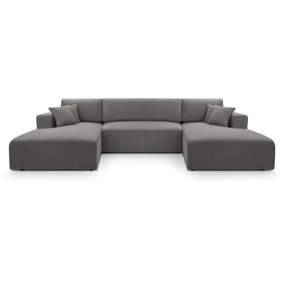 WOHNLANDSCHAFT Corso U 365 cm grau - Schwarz/Grau, Textil (364/84/187cm) - Beautysofa