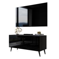 TV-ELEMENT AURA 100 Schwarz Hochglanz mit LED-Beleuchtung – Beinfarbe: Schwarz - Schwarz, Holzwerkstoff (100/49/40cm) - Lookway