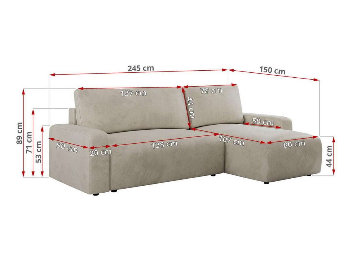 ECKSOFA ARGOS Beige Velours - Beige/Schwarz, Kunststoff/Textil (245/150cm) - MKS