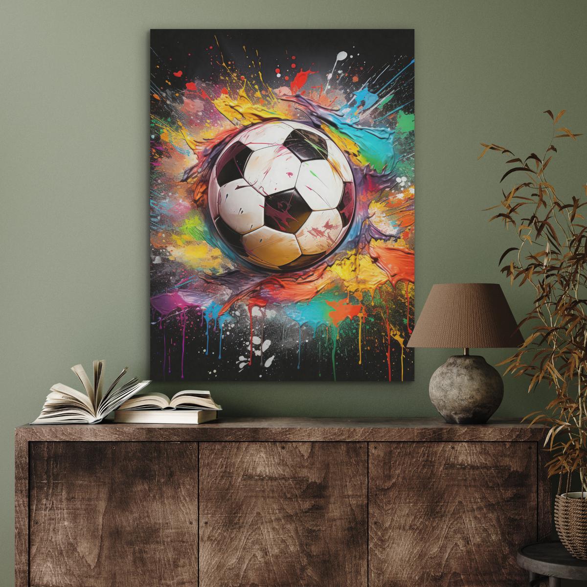 AKUSTIKBILD Fußball - Farbe - Farben - Schwarz - Weiß Wandbilder 60x80 cm - Weiß, Kunststoff (60/80/0.9cm) - MuchoWow