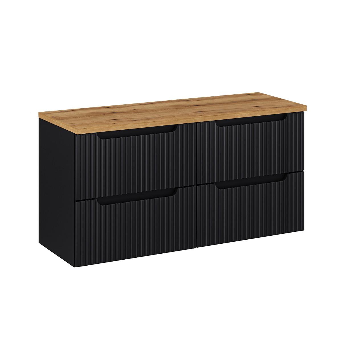 WASCHTISCHUNTERSCHRANK 120.4cm Riva Schwarz und Holz - Schwarz, Holzwerkstoff (120.4/59/40cm) - Petits-meubles