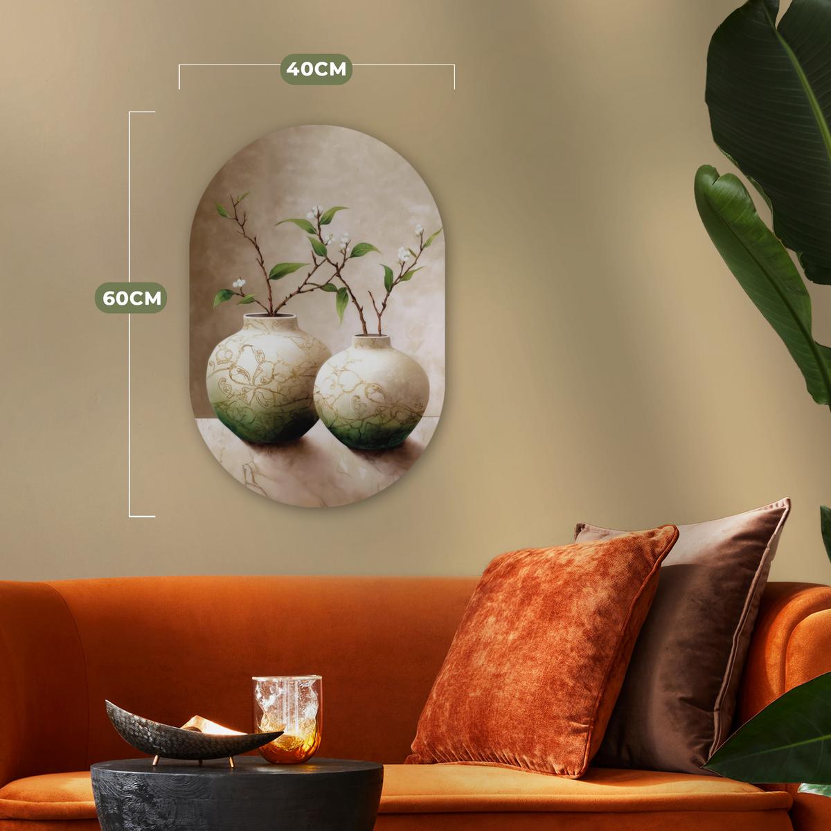WANDBILD Blumen - Vase - Weiß - Botanisch - Beige Deko Wohnzimmer 40x60 cm - Ecru, Kunststoff (40/60cm) - MuchoWow