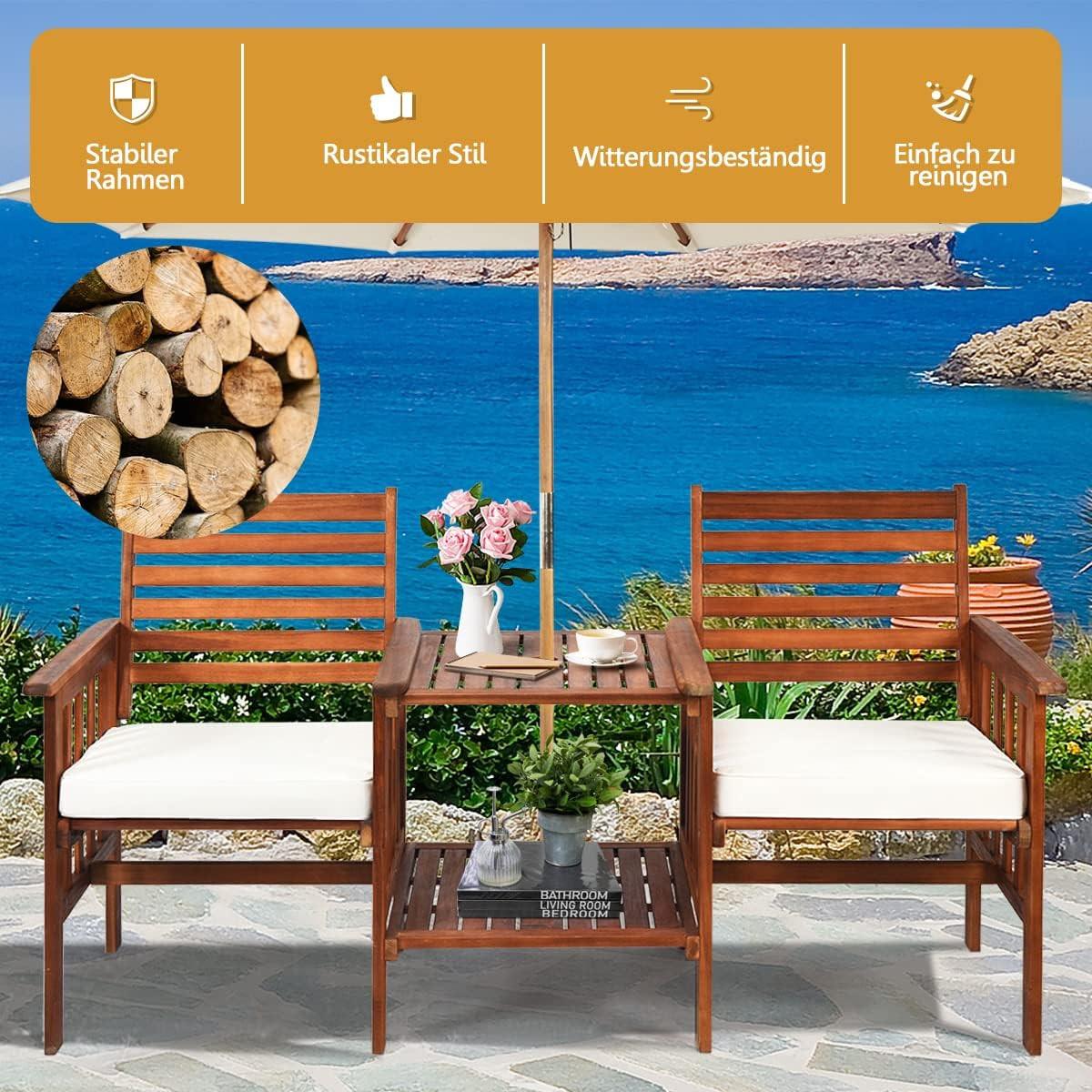 GARTENMÖBEL Set Braun - Braun, Holz - COSTWAY