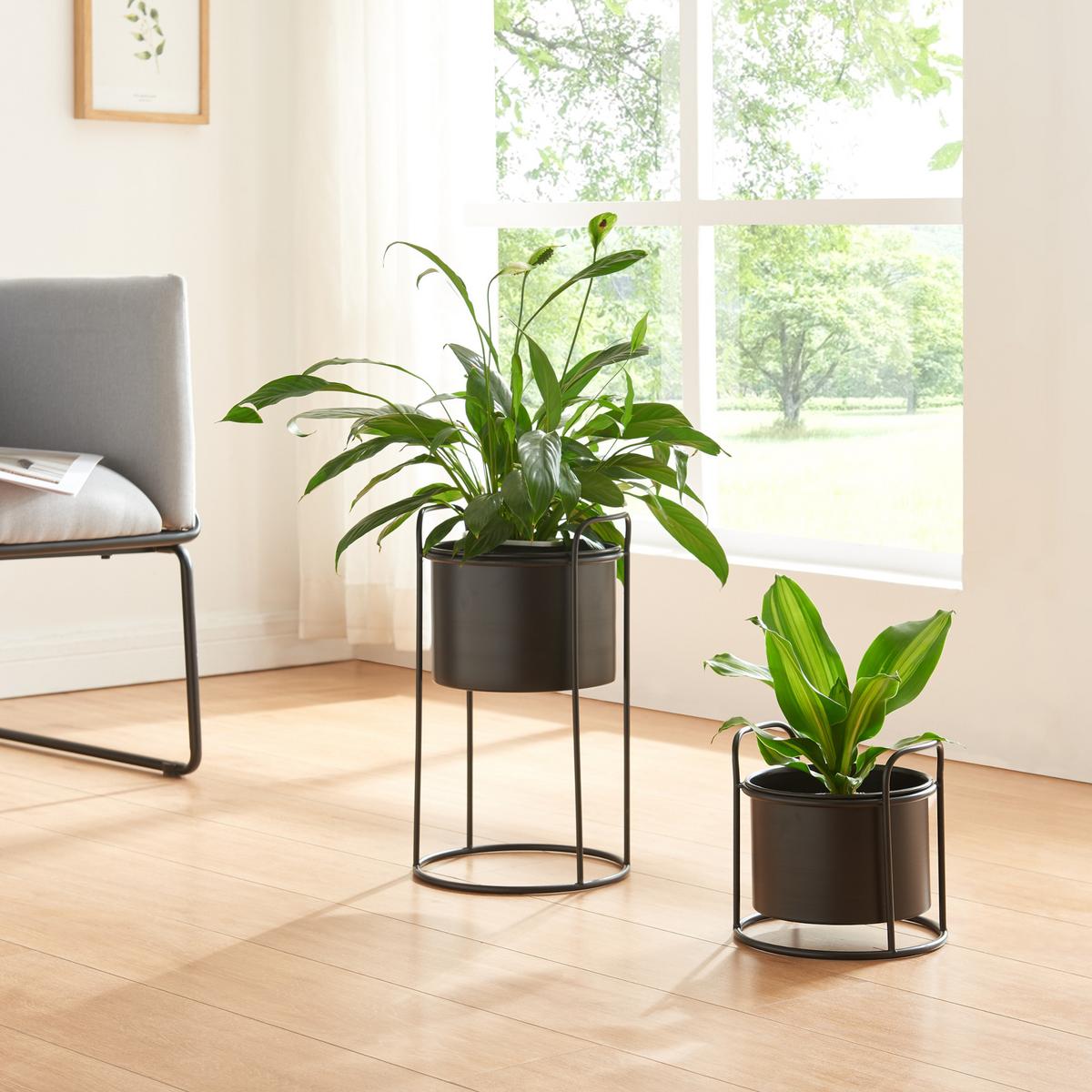 PFLANZENSTÄNDER-SET 2-TLG. Osen - Schwarz, Metall (23.5/40/23.5cm) - [en.casa]