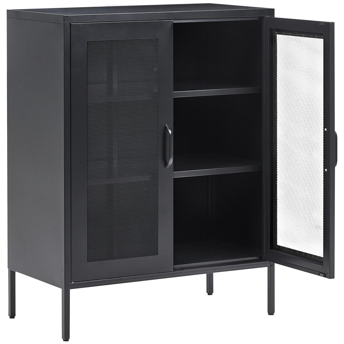 SCHRANK Metall Schwarz Wakatipu - Schwarz, Metall (80/102/40cm) - Beliani