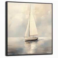 LEINWAND Bilder mit Rahmen - Segelschiff - Meer - Bewölkt - 90x90 - Creme, Textil (90/90cm) - MuchoWow