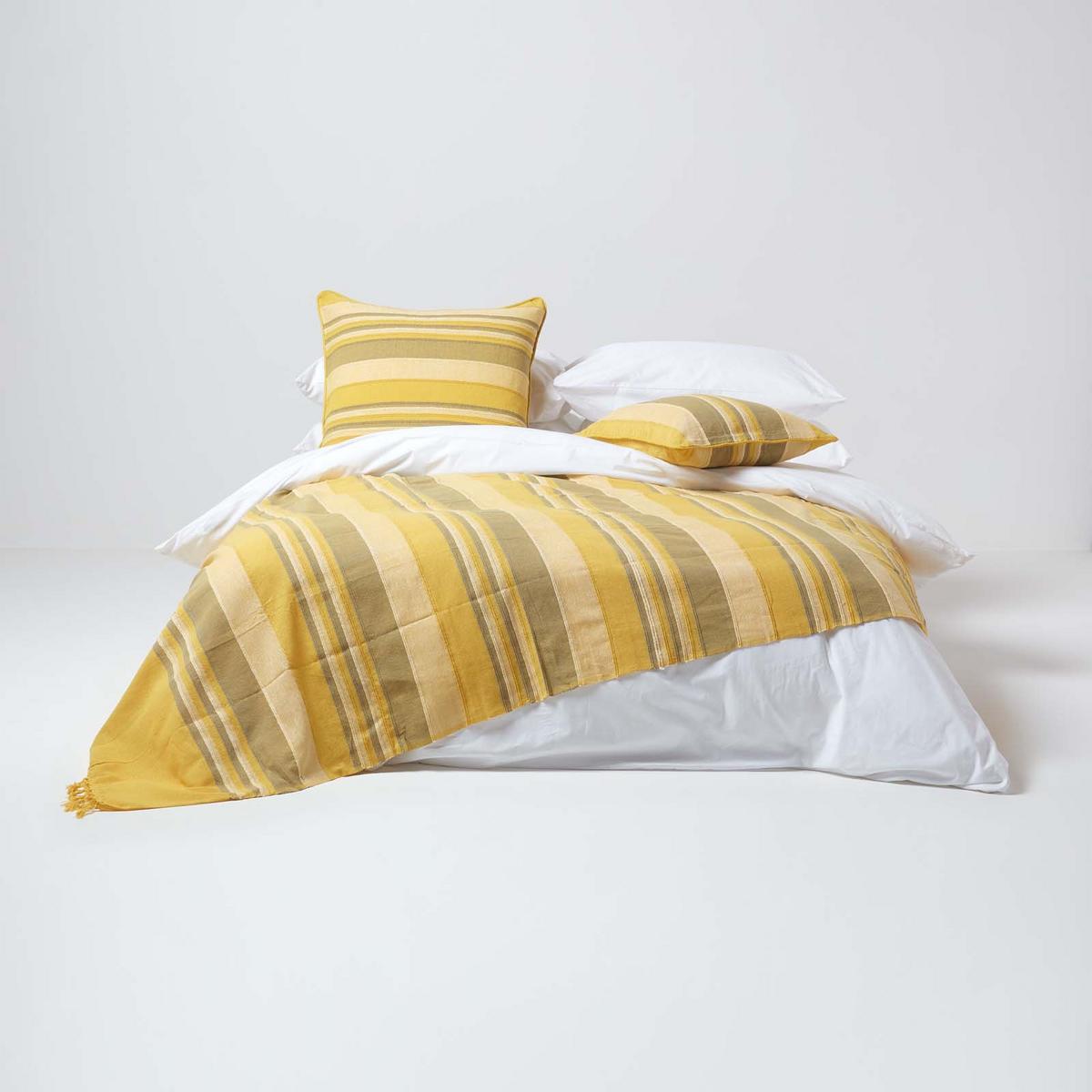 KISSENHÜLLE Morocco Stripe 60/60 cm, 100% Baumwolle - Gelb, Textil (60/60cm) - Homescapes