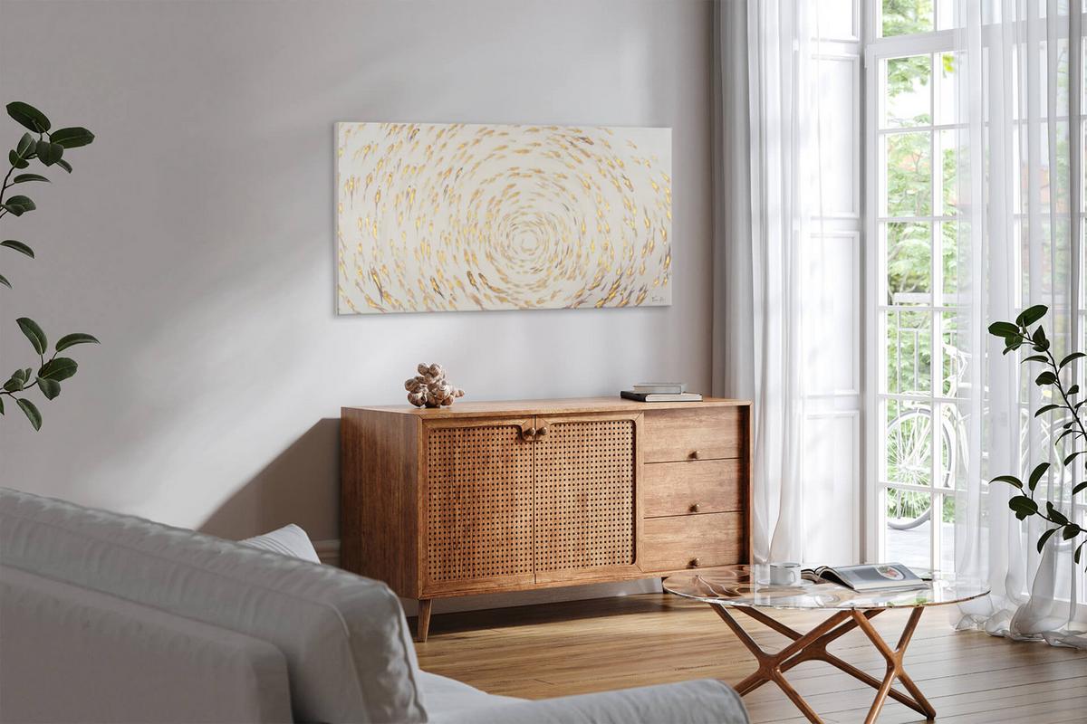 ÖLGEMÄLDE 140/70 cm - Beige/Goldfarben, Holz/Textil (140/70cm) - KUNSTLOFT