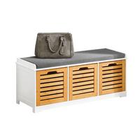 SCHUHBANK Weiß-Natur - Naturfarben, Holzwerkstoff (105/43/35cm) - SoBuy