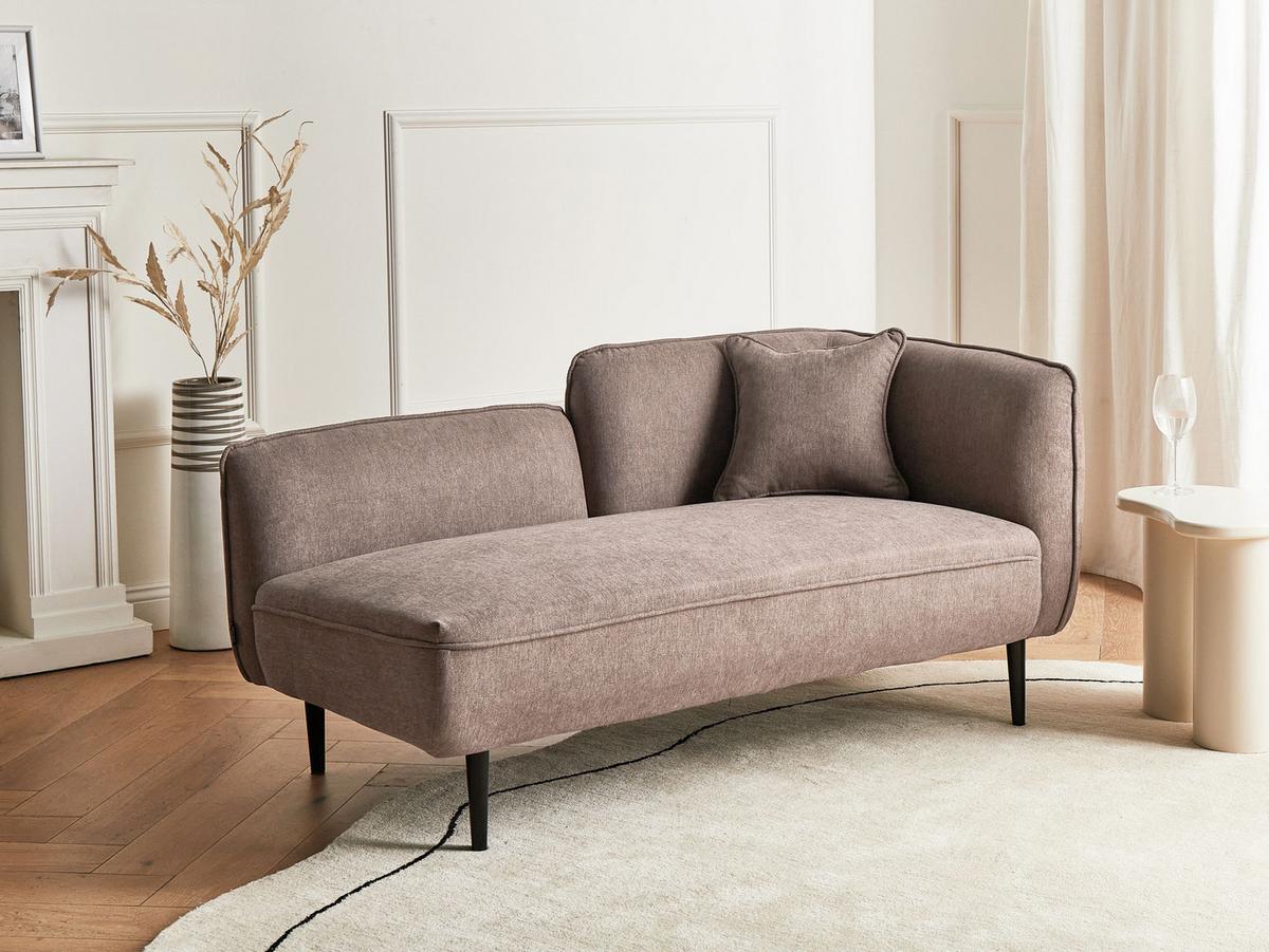 CHAISELONGUE-RECHTSSEITIGE Stoff Hellbraun Chevannes - Hellbraun/Schwarz, Textil (138/74/77cm) - Beliani