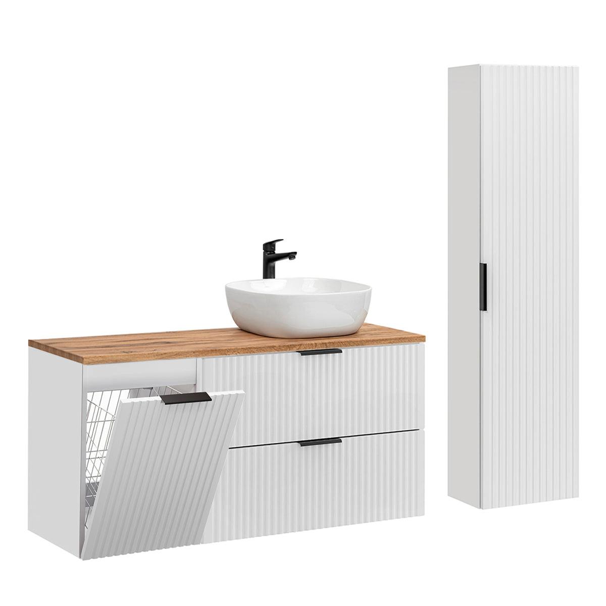 BADMÖBEL 120.8cm Adriel 2er-Set Weiß - Weiß, Holzwerkstoff (120.8/59/46cm) - Petits-meubles