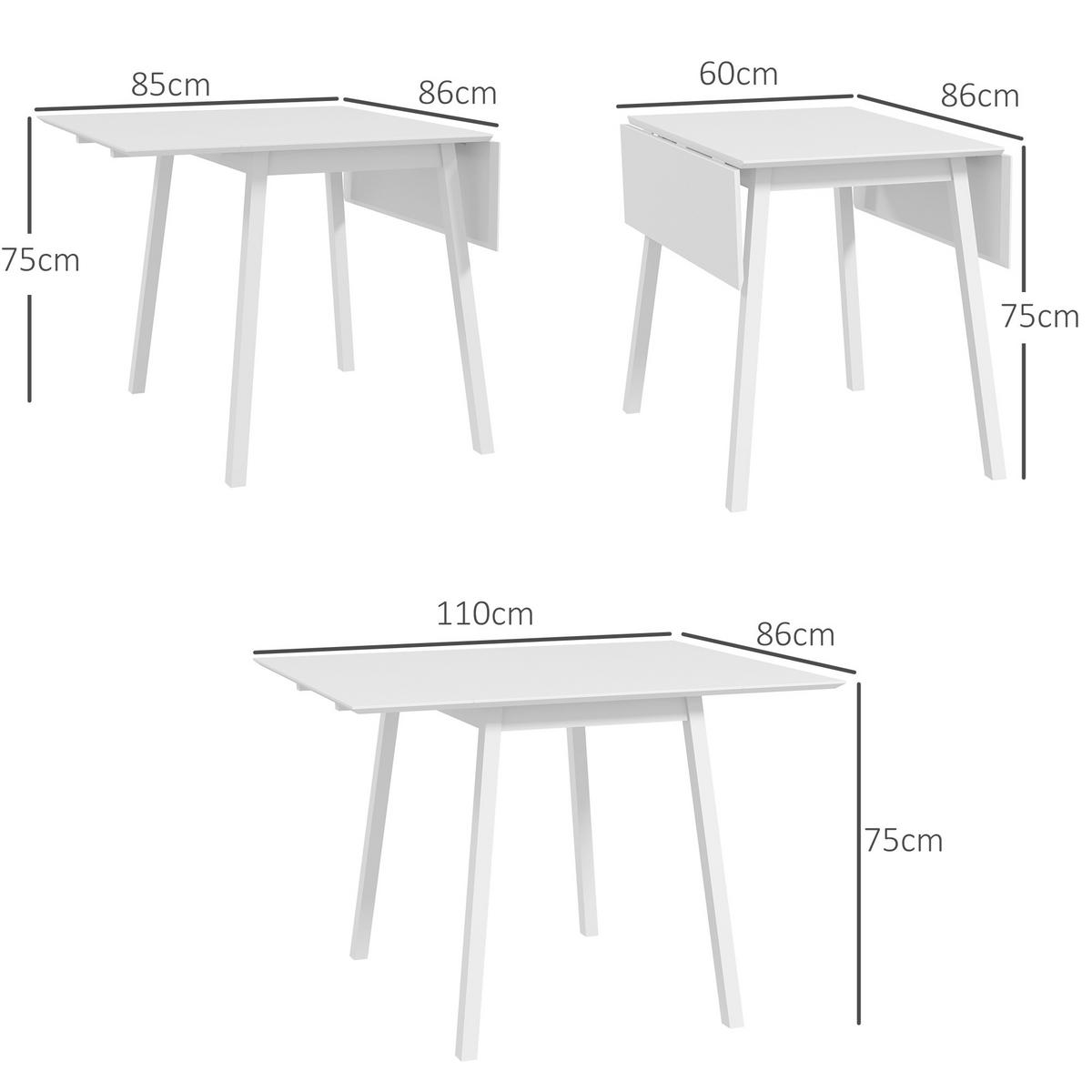 ESSTISCH klappbar, Kiefernholz, Weiß - Weiß, Holz (110/86/75cm) - HOMCOM