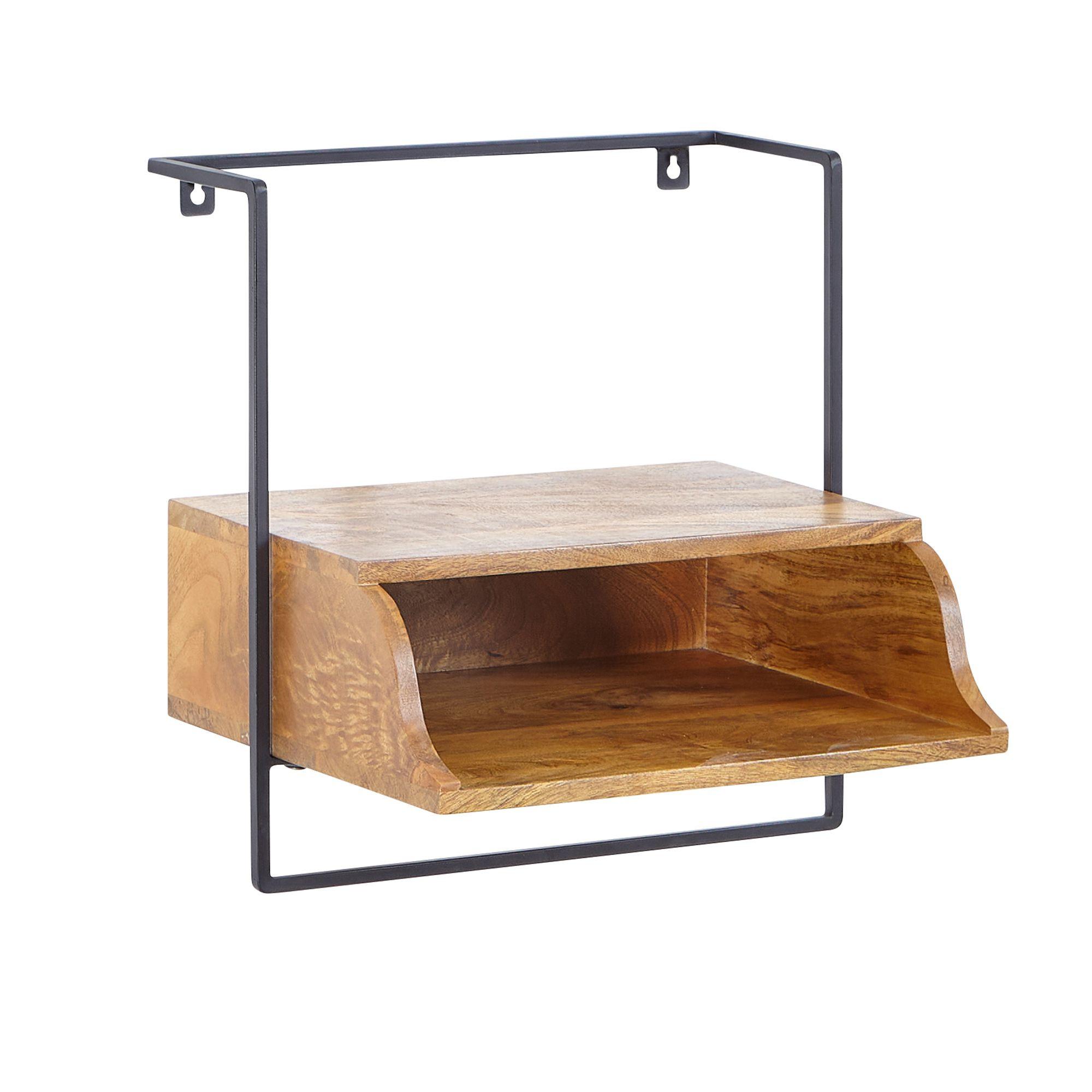 NACHTKONSOLE Mango Massivholz Modern Stil 44x45x35 cm Wandmontage mit Ablage - Braun, Holz (44/45/35cm) - KADIMA DESIGN