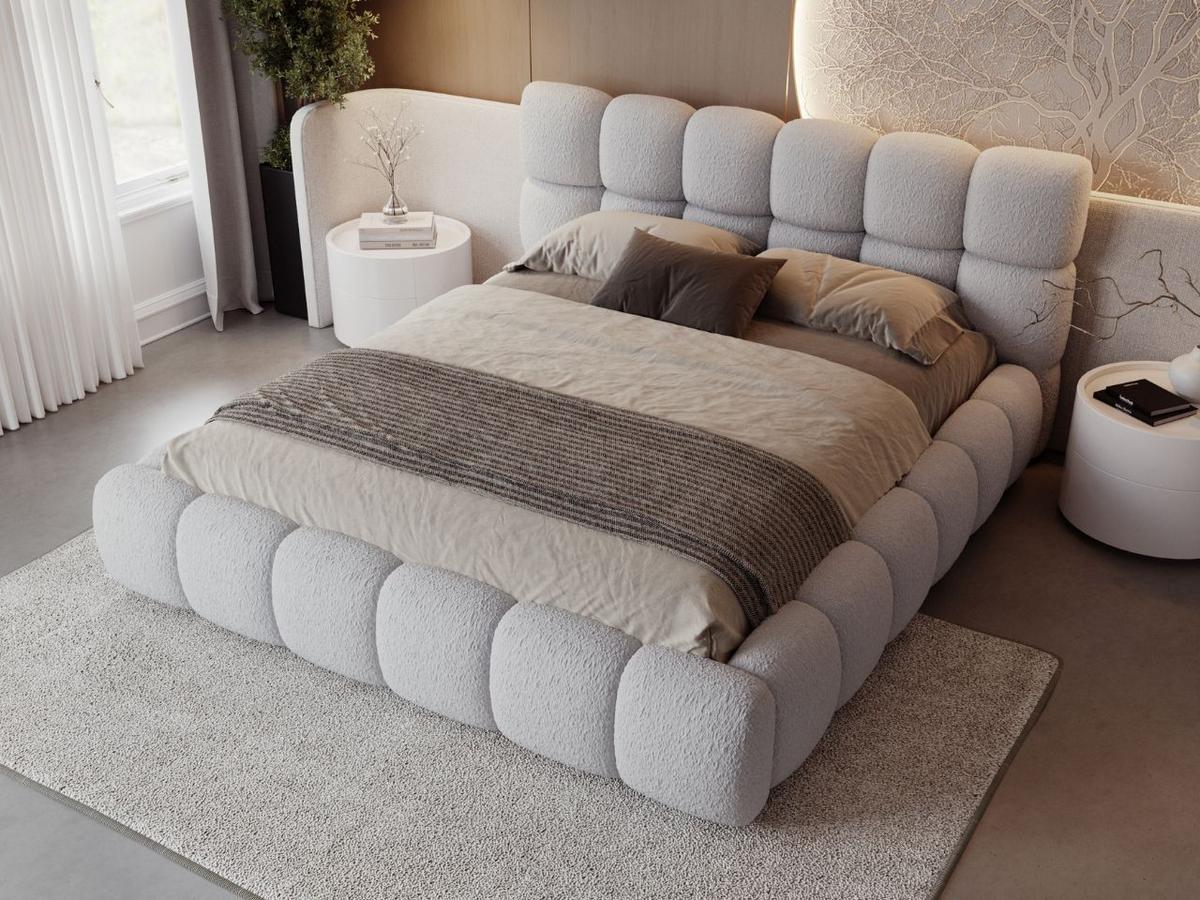 POLSTERBETT Modo 120x200 Bouclé-Stoff Grau - Grau, Textil (120/200cm) - Graingold