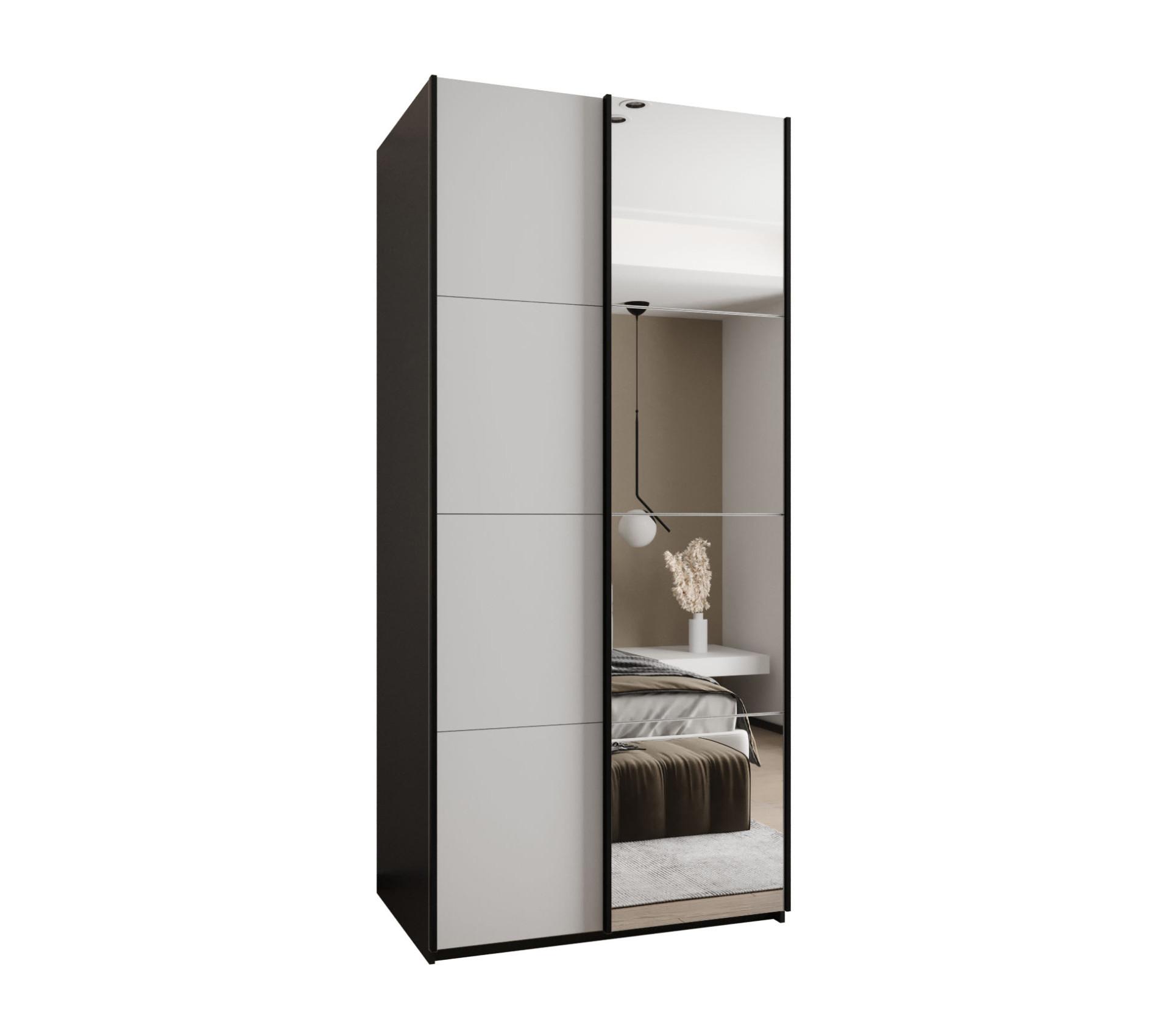 SCHWEBETÜRENSCHRANK 245,5/100/64 2-türig - Schwarz/Weiß, Holz/Metall (100/245/64cm) - Abiks Möbel