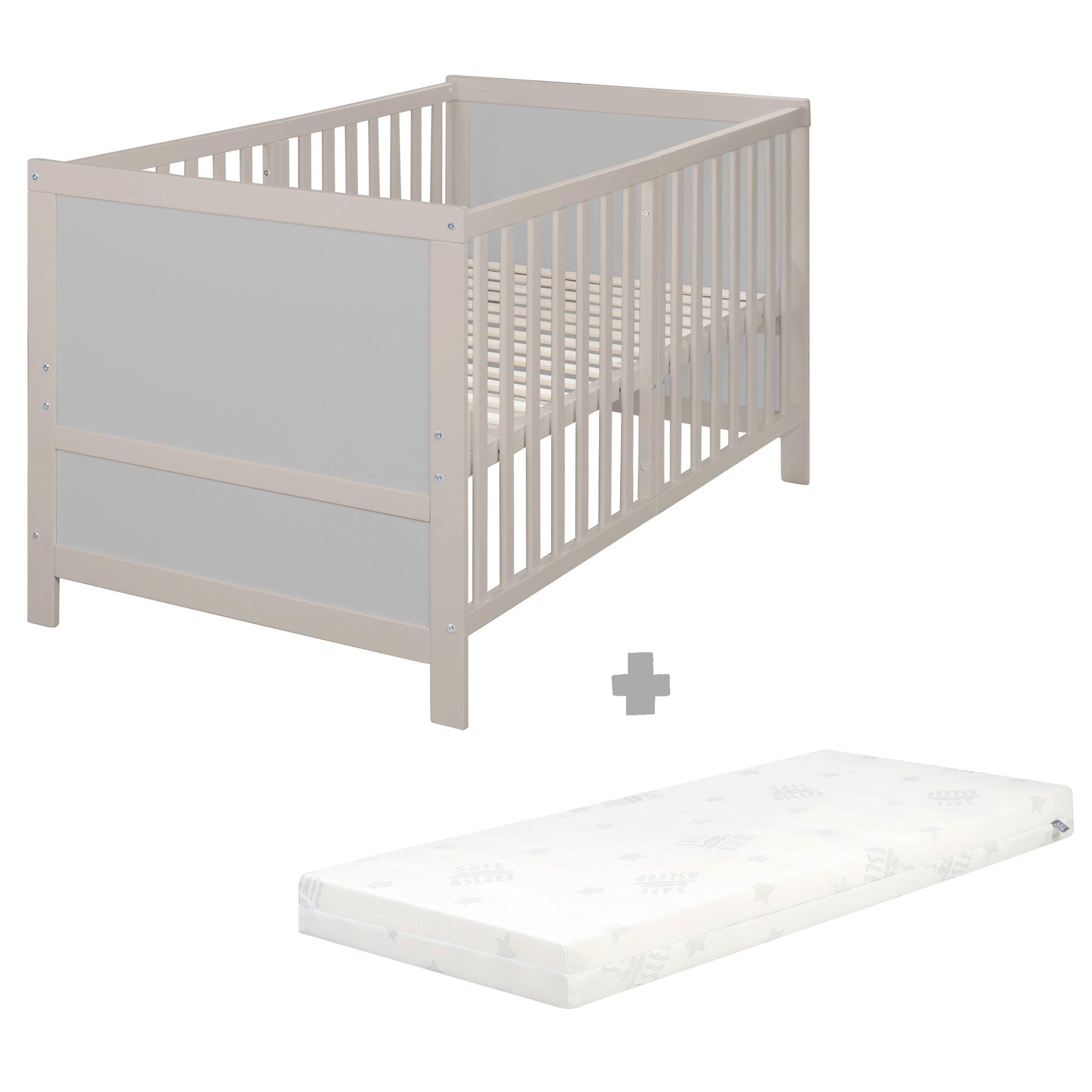 BABYBETT mit Matratze Easy Sleep 70 x 140 cm - Hellgrau, Holzwerkstoff/Textil (70/140cm) - Roba