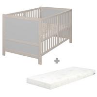 BABYBETT mit Matratze Easy Sleep 70 x 140 cm - Hellgrau, Holzwerkstoff/Textil (70/140cm) - Roba