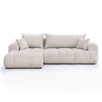 ECKSOFA MILANO Links mit Schlaffunktion und Bettkasten Creme - Creme, Kunststoff/Textil (265/145cm) - Idohome