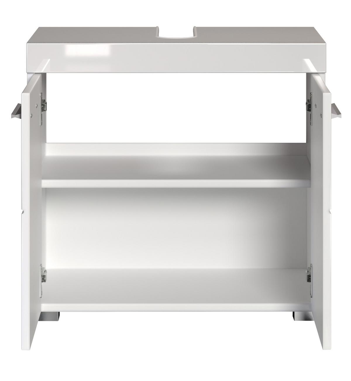 WASCHBECKENUNTERSCHRANK weiß Hochglanz 60 x 56 cm, Badschrank 2-türig - Weiß, Holzwerkstoff/Kunststoff (60/56/34cm) - Top.Furn